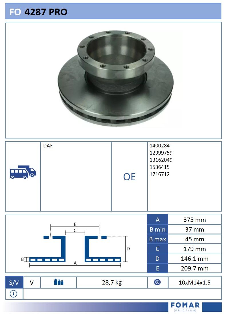 Disc frana FO 4287 PRO FOMAR Friction